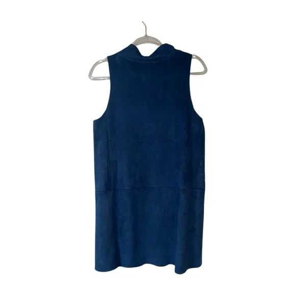 Navy Faux Suede Mock Turtleneck Dress – Size M - Picture 3 of 5